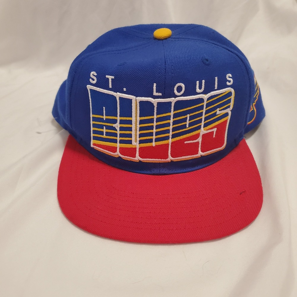 Mitchell & Ness St Louis Blues Snapback Hat Blue Red NHL Hockey Retro Cap